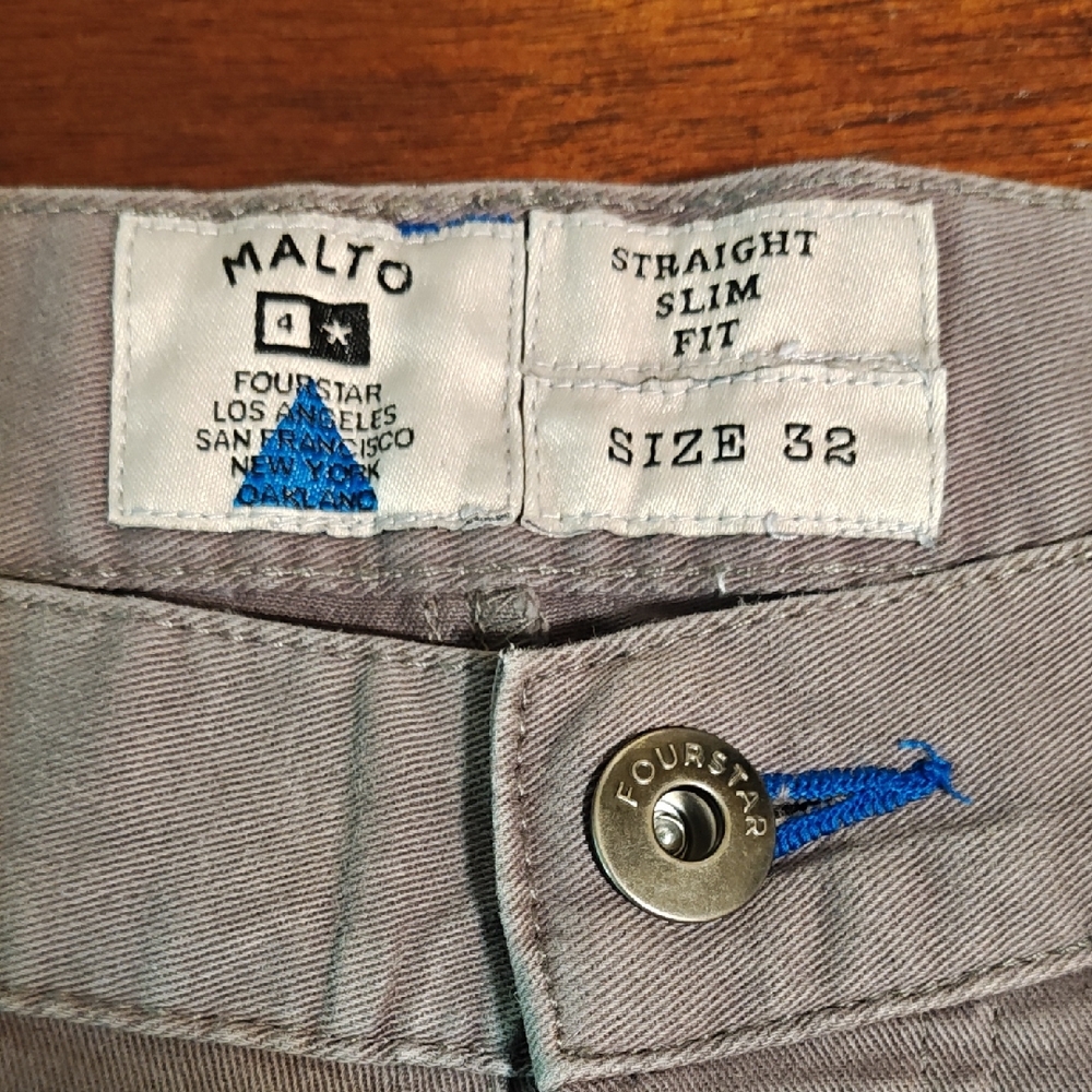 Fourstar Clothing Malto Straight Slim Fit Gray Jeans Size 32